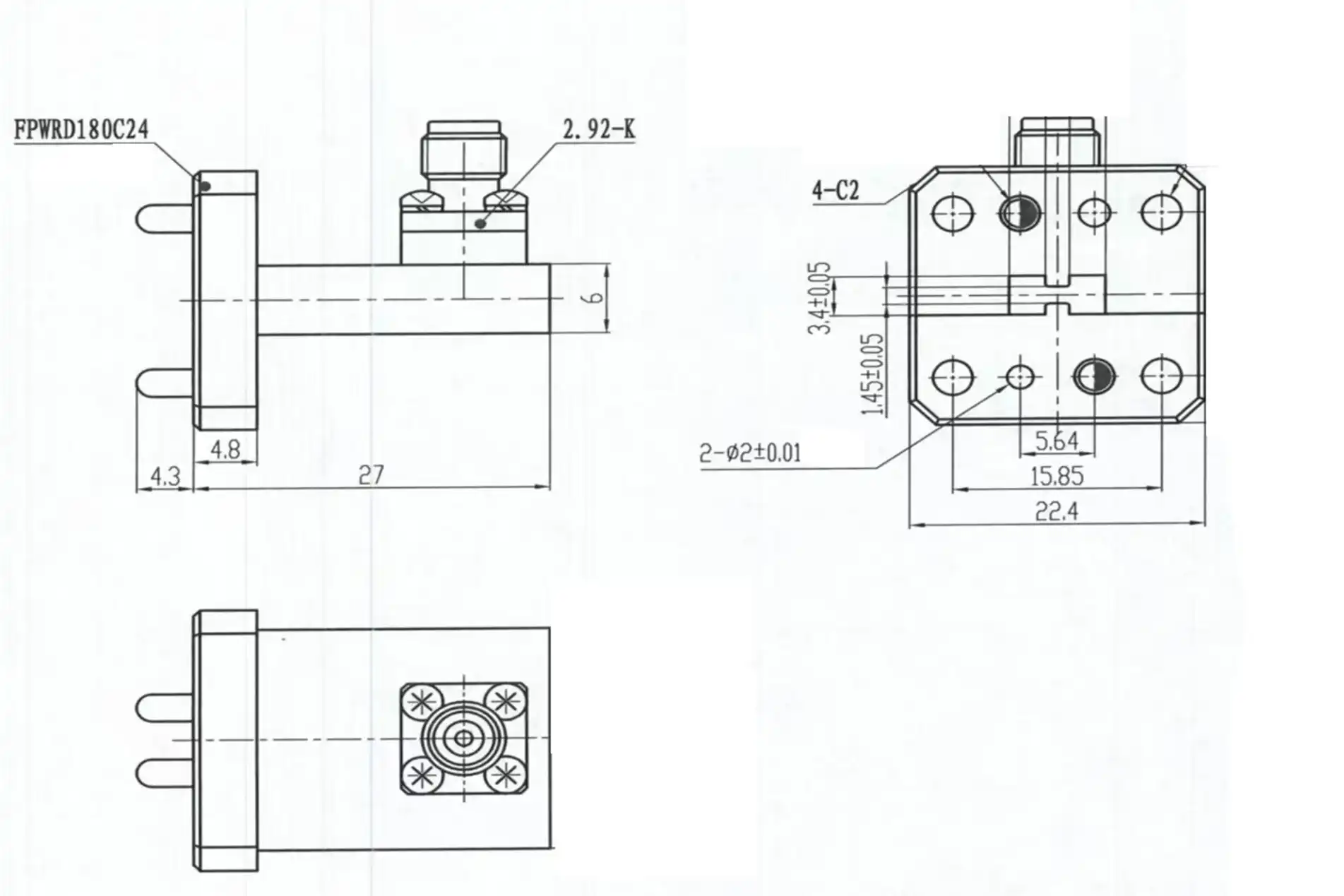 Right Angle Double Ridged WG To Coaxial Adapter Right Angle Double Ridged WG To Coaxial Adapter