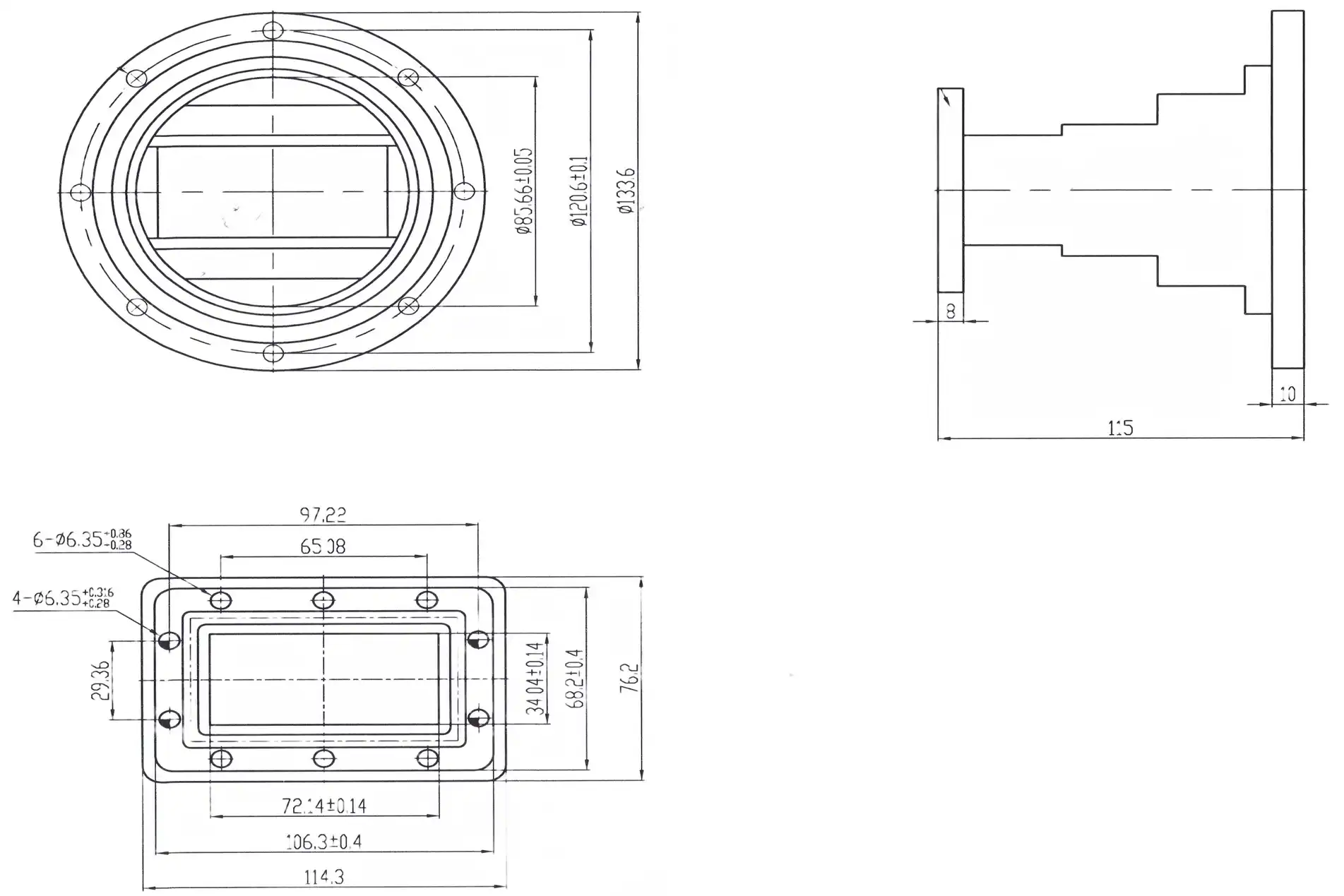 Circular Waveguide Transition Circular Waveguide Transition