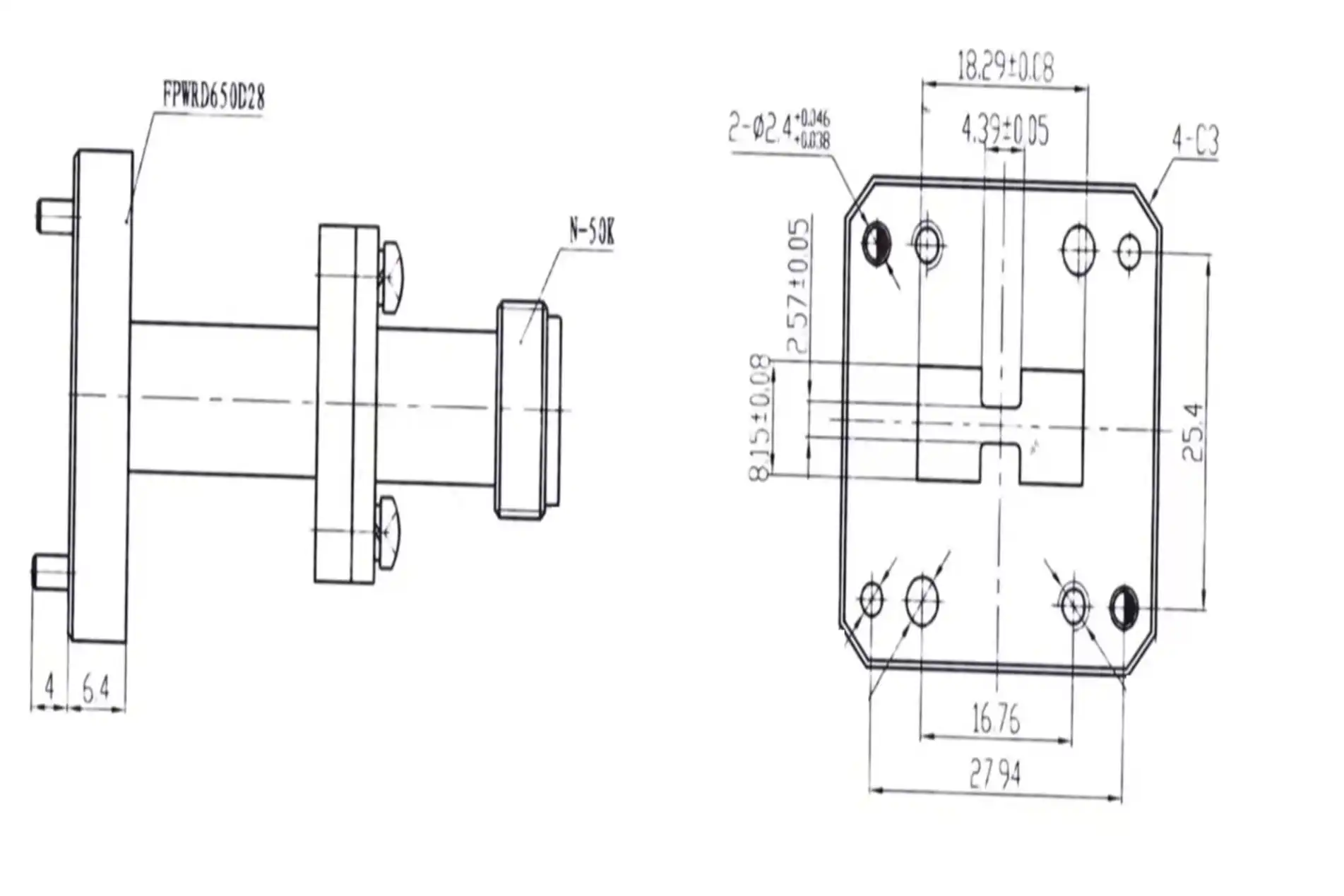 End Launch Double Ridged WG To Coaxial Adapter End Launch Double Ridged WG To Coaxial Adapter