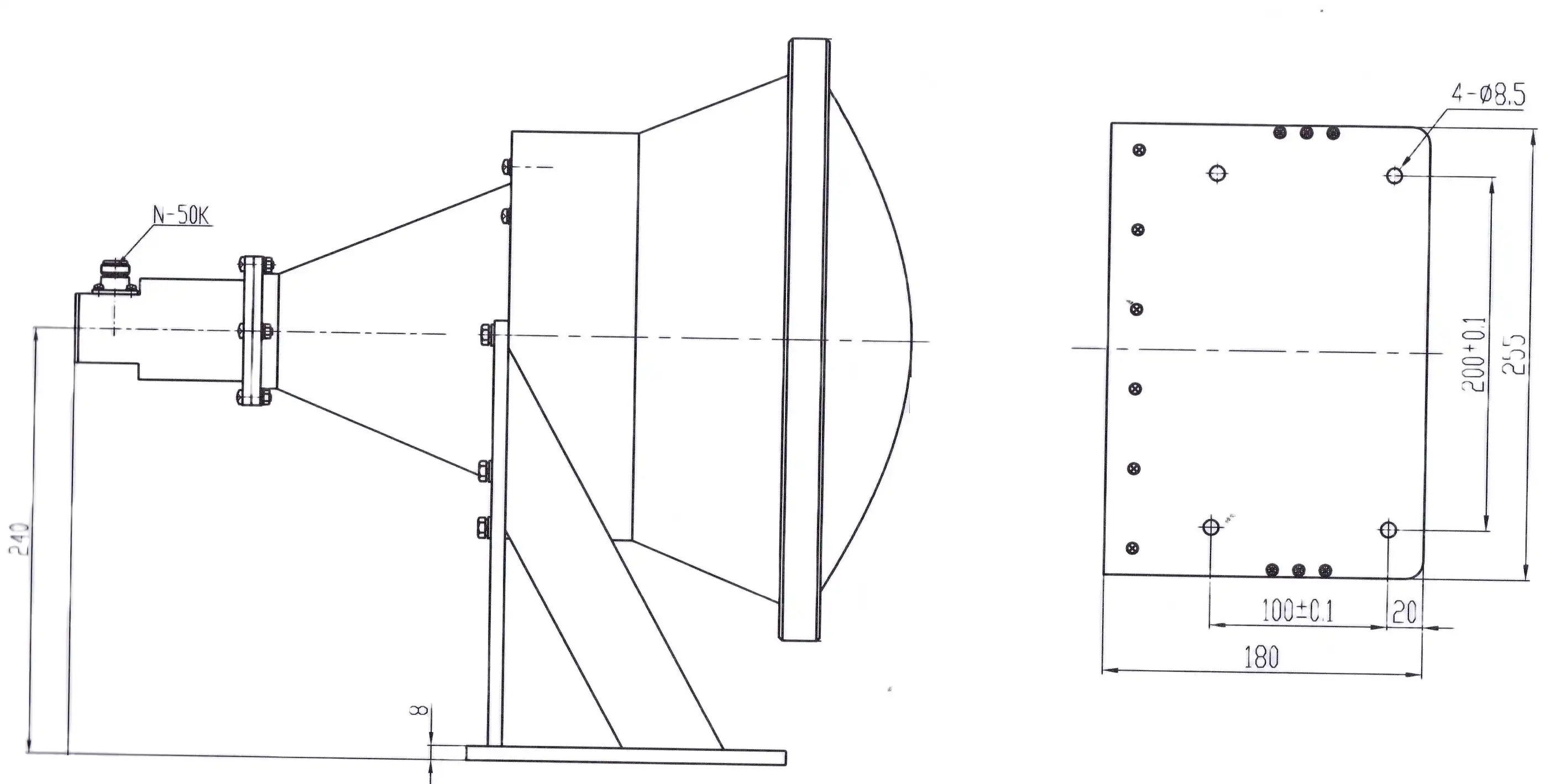 Point Focusing Horn Lens Antenna